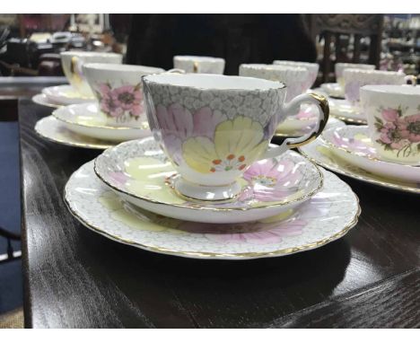 FLORAL AND GILT TUSCAN TEA SERVICE