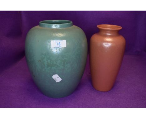 Two mid century studio pottery vase by Poole having calypso lustre glazes both fine condition