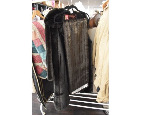 A vintage faux fur long length ladies mink style coat and similar matching throw
