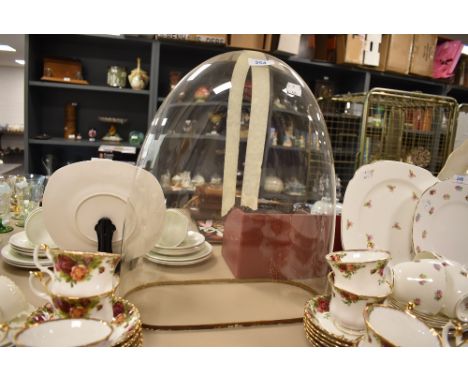 A Victorian glass clock or automaton dome approx 42cm high 33cm wide
