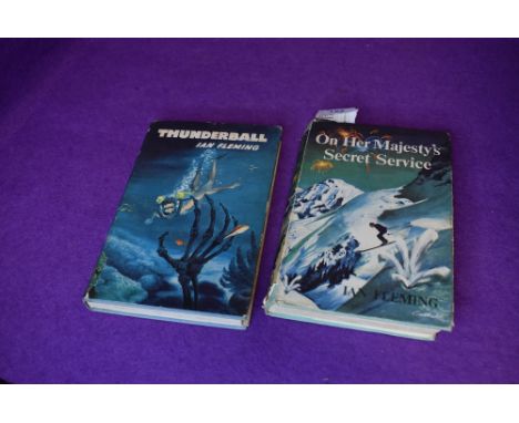 Two vintage 1960s Ian Fleming books,'On her Majesty's secret service' and 'Thunderball'