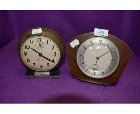 A bed side Big Ben alarm clock by Westclox and similar Metamec mantle clock