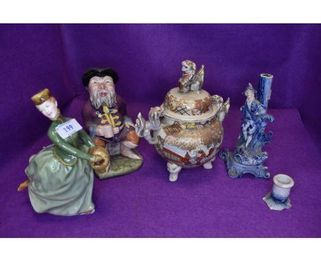 A selection of figures and figurines including Melba Ware and Japanese Koro