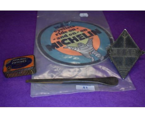 A selection of vintage cycle or bicycle items including Michelin