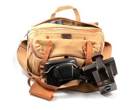 Praktica B200 SLR film camera, with lenses and carry case; other vintage cameras and accessoreis; and a portable record playe