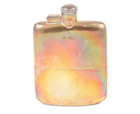 A silver hip flask, James Dixon &amp; Sons Ltd, Sheffield 1922, plain polished finish, 13cm x 9cm, approx. 6.5oz.