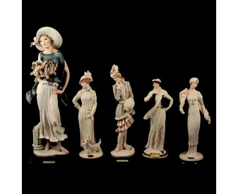 Ten Giuseppe Armani Florence Art Deco style figurines, the largest 39cm.