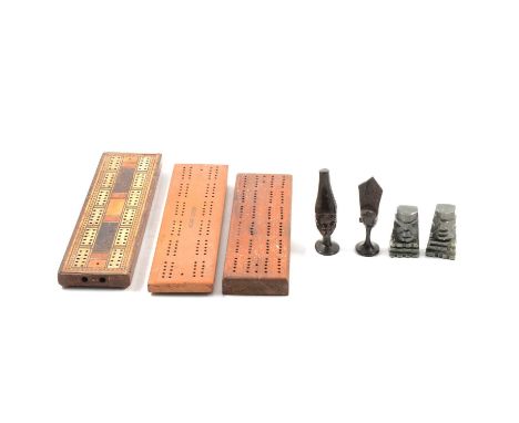 African carved hardwood chess set, onyx chess set, other chess sets, cribbage boards, etc.