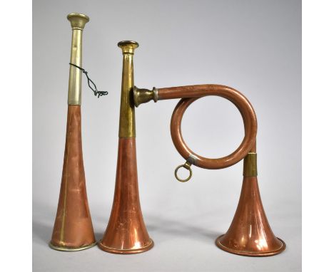 Two Vintage British Hunting Horns and a French Example 