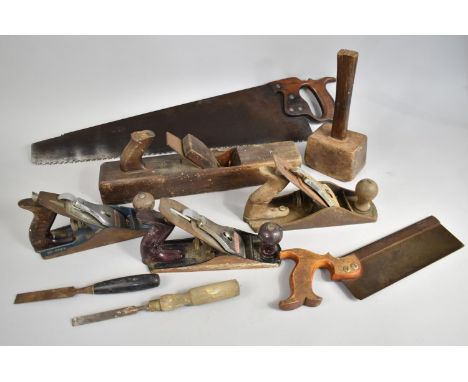 A Colletion of Various Vintage Tools to Comprise Saw, Planes etc 