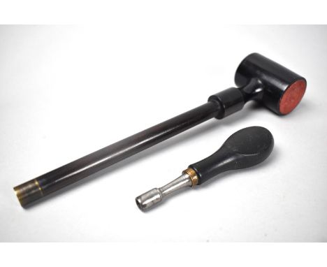 A Vintage Turned Rosewood Reloading Mallet together with an Ebony Handled Nipple Remover 