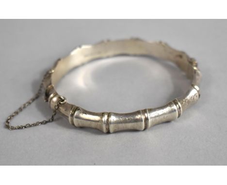 A Silver Bracelet By L.H Birmingham 1961, of Bamboo Form with Lock and Safety Chain 