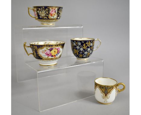 A Collection of Various 19th Century Tea Cups to comprise Coalport London Shaped Tea Cup, C.1820, Jewelled Coffee Cup C.1880,