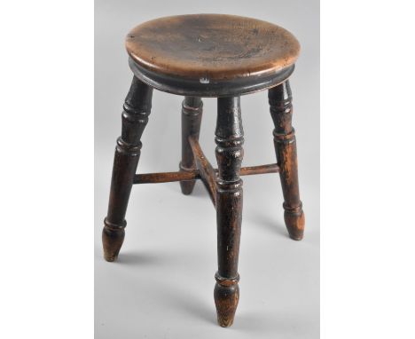 A Vintage Circular Seated Stool, 29cms Diameter and 45cms High 