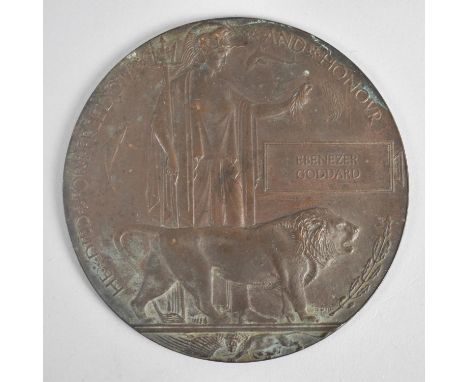 A WWI Bronze Death Plaque Inscribed for Ebenezer Goddard 
