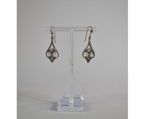 A Pair of Silver Art Nouveau Style Drop Earrings 