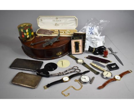 A Collection of Various Vintage and Later Items to comprise Wrist Watches, Stopwatches, Rubik Cube, Silver Plated Cigarette C
