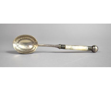 A 19th/20th Century Silver Plated Teaspoon with Mother of Pearl Handle, 16cms Long 