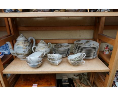 A Japanese eggshell part tea service.&nbsp;&nbsp; 