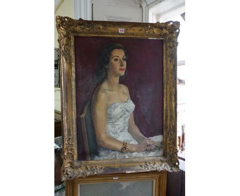 Elizabeth Wolf, half length portrait of a lady seated, signed and dated 1949, oil on canvas, 75 x 54cm. 