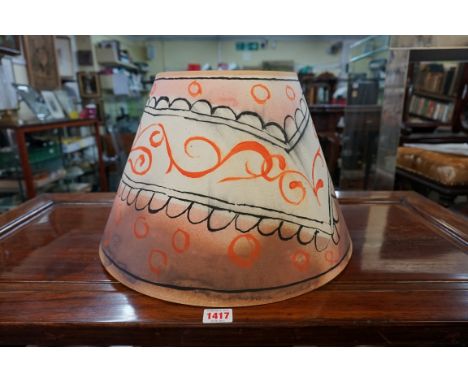 Quentin Bell, a rare hand painted conical lamp shade, signed, 25cm high. 