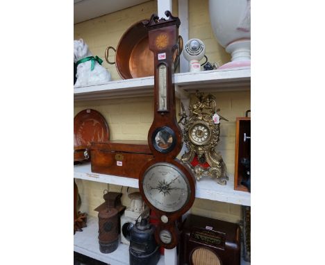 A 19th century mahogany four dial banjo barometer.&nbsp; 