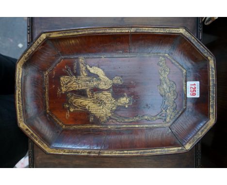 A Japanese gilt lacquered elm tray, 37.5cm wide.&nbsp;&nbsp; 