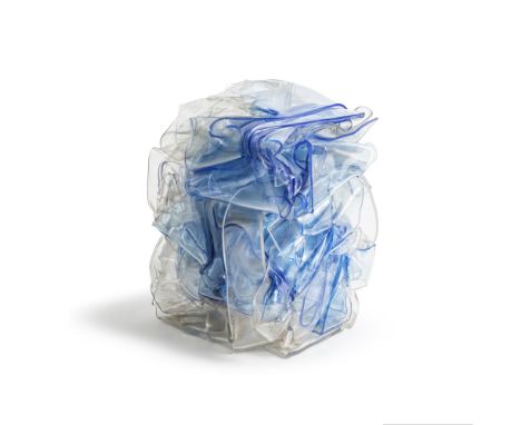 CÉSAR (CÉSAR BALDACCINI) (1921-1998)Compression, 1989-1990 Compression de bandes de plastique transparentes et bleuesSignée e