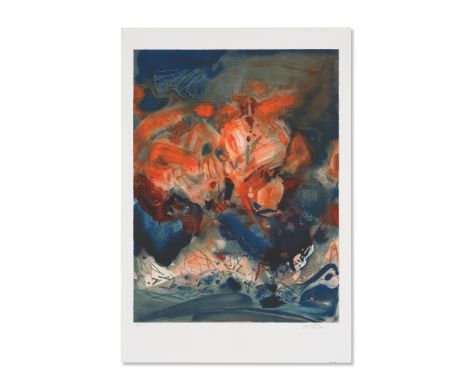 CHU TEH-CHUN  (1920-2014)Sans titre, circa 1980 Lithographie en couleurs sur vélin Épreuve d'artiste signée 103 x 70 cm (à vu