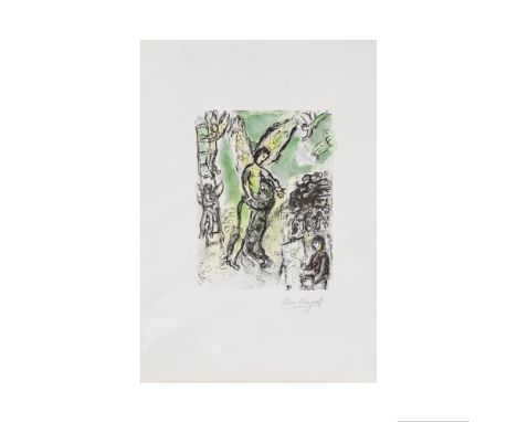 MARC CHAGALL (1887-1985)La lutte de Jacob et de l'ange, 1972 (Sorlier, 657)Lithographie en couleurs sur vélin d'ArchesSignée 