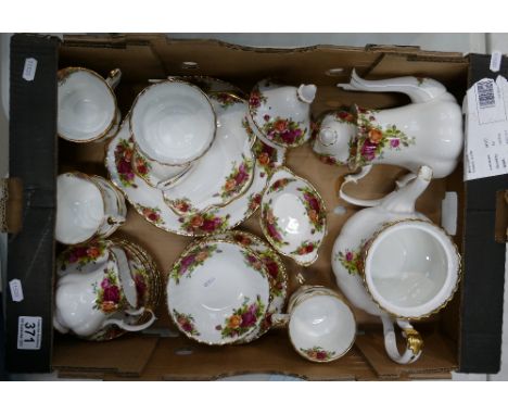 A good collection of Royal Albert old country rose items to include cups, saucers, sandwich plates, side plates, small teapot