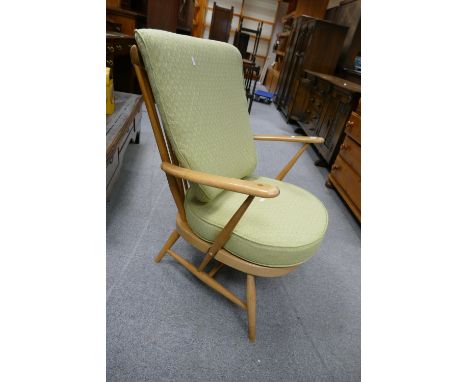 Ercol Special light armchair in original green upholstery 