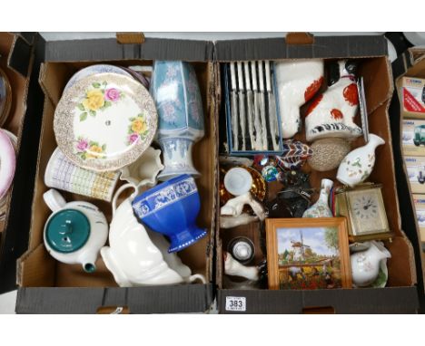 A mixed collection of items to include Staffordshire dogs, unbranded ceramic shire horse, Bradford posy bowl, Wedgwood wild s