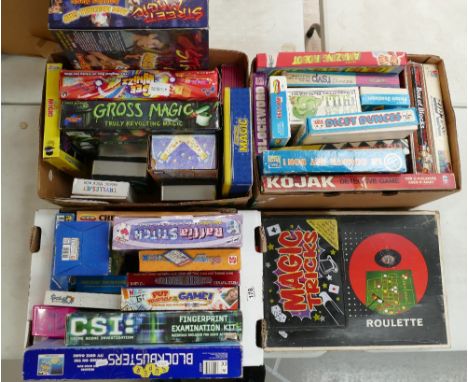 A collection of boxed children's board games including Blockbuster, Roulette, Zigzag, Kojack together with a selection of chi