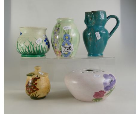 A mixed collection of items to include E. Radford floral decorated vases and potpourri bowls together with Farnham type ceram