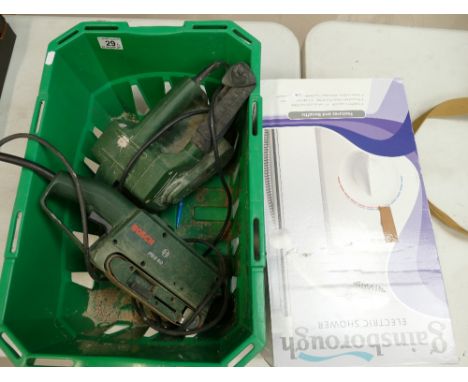 Bosch PBS 60 Orbital sander., Toledo orbital sander and Gainsborough boxed electric shower (3)