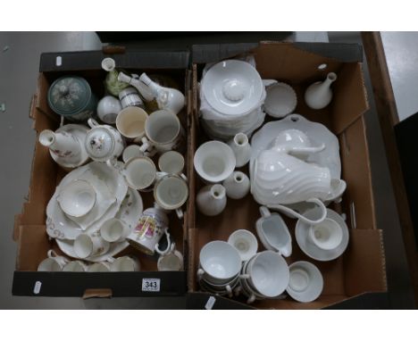 A mixed collection of items to include commemorative cups, saucers, together with Wedgwood items and undecorated dinnerware (