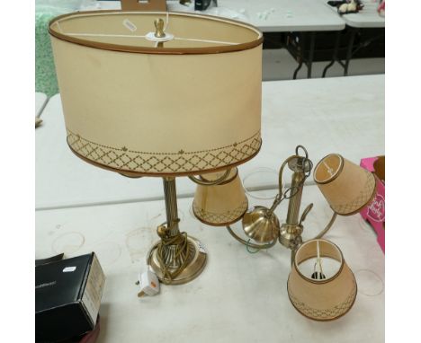 20th century table light with matching ceiling light and shades (2)