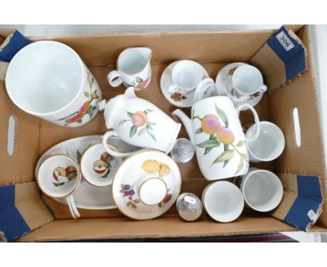 A mixed collection of Royal Worcester oven proof dinnerware in the Evesham design to include coffee pots, milk jugs, sugar bo
