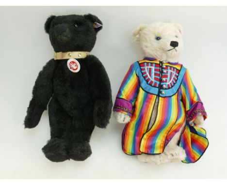 Two Steiff teddy bears including Joseph's technicolour dream coat and limited edition black bear (2)