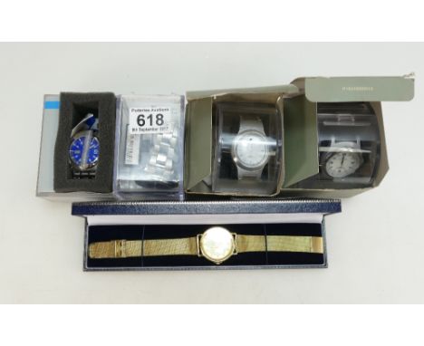 A collection of boxed wristwatches from various makes including Casio, Accitim, Bentley etc (5)
