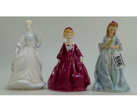 Royal Worcester lady figures Sweet Ann 3630 Grandmother's Dress 3081 and undecorated similar item. (3)