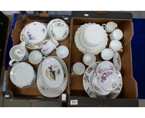 A mixed collection of items to include hand painted Collingwood saucers, undecorated Coalport teaset, serving platters, mixed