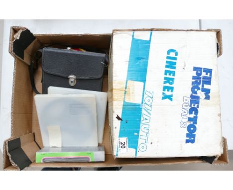 A collection of items to include Cinerex 8mm film projector camera and accessories 