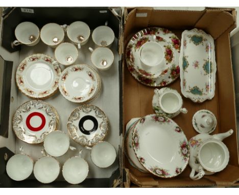 A mixed collection of Royal Stafford and Royal Albert tea and dinnerware to include Old Country rose saucers, side plates, to