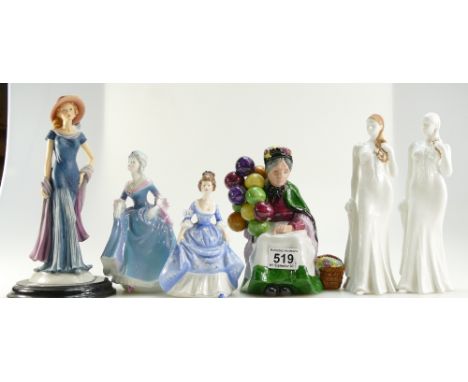 A collection of ceramic lady figures to include Leonardo lady figure, Balloon Lady, Mother figure and 3 similar unfinished it