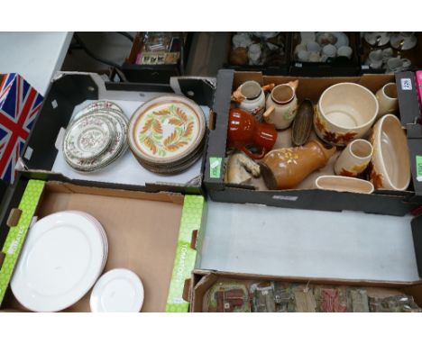 A collection of ceramic items to include unmarked earthernware dinner plates, Villeroy & Boch dinnerware together with Sylvac