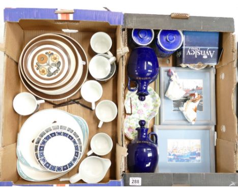 A mixed collection of items to include Langley stoneware items together with mid winter teaware, ceramic whiskey flaggons, fr