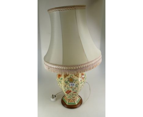 Large Wade ceramic Pagoda lamp base with matching shade in floral decoration 