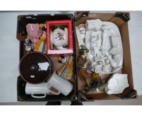 A mixed collection of items to include undecorated figures of ladies, together with unbranded ceramic figures of ladies and j